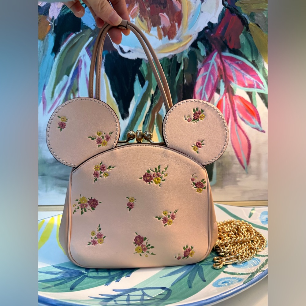 Coach X Disney Minnie Ears Floral Kisslock Bag Crossbody Chain F29351